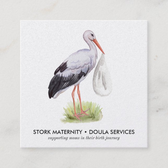Watercolor Stork Business Card (Front)
