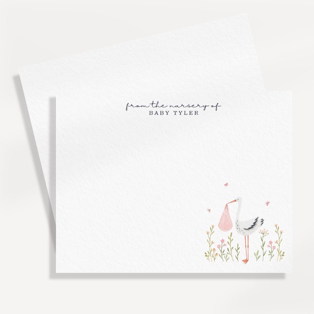 Watercolor Stork Nursery Note Card (Creator Uploaded)