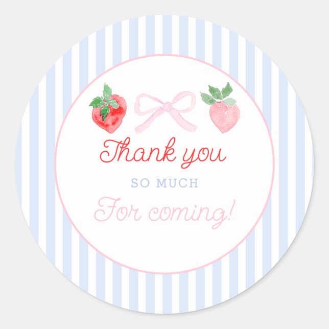 Watercolor Strawberries berry first birthday Classic Round Sticker (Front)