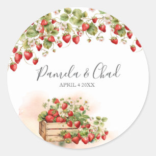 Watercolor Strawberries Classic Round Sticker