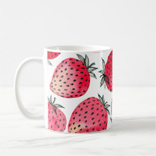 Watercolor strawberries pattern. coffee mug