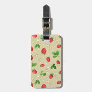 Watercolor strawberries pattern luggage tag