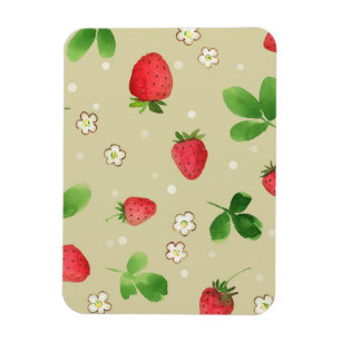 Watercolor strawberries pattern magnet