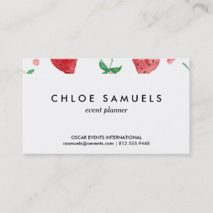 Watercolor Strawberries Pink & Red Painted Berries Business Card
