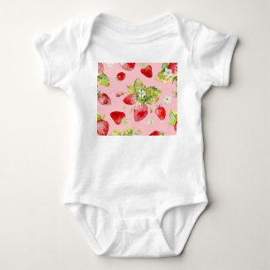 Watercolor strawberries, seamless, fruity pattern. baby bodysuit