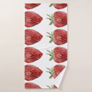 Watercolor strawberries: seamless pattern bath towel