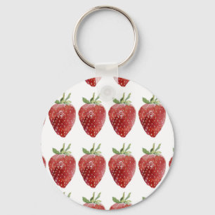 Watercolor strawberries: seamless pattern keychain