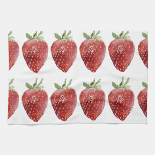 Watercolor strawberries: seamless pattern kitchen towel