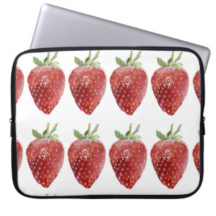 Watercolor strawberries: seamless pattern laptop sleeve