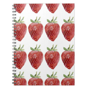 Watercolor strawberries: seamless pattern notebook