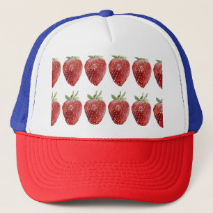 Watercolor strawberries: seamless pattern trucker hat