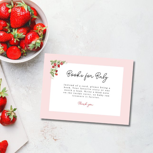 Watercolor Strawberries Whimsical Baby Shower Enclosure Card (Berry Sweet Enclosure Card)
