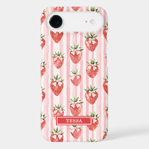 Watercolor Strawberries With Coquette Bows