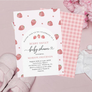 Watercolor Strawberry Baby shower Invitation