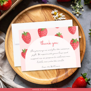Watercolor Strawberry  Baby Shower Thank You Cards
