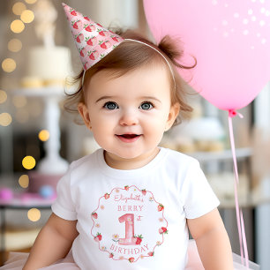 Watercolor Strawberry Berry First Party Hat