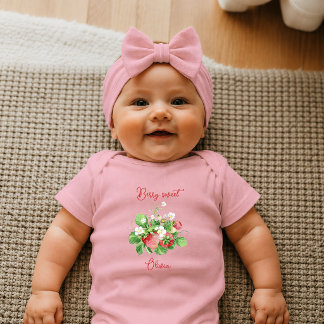 Watercolor Strawberry Berry Sweet Newborn Baby Bodysuit