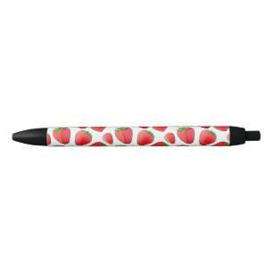Watercolor Strawberry Black Ink Pen