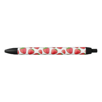Watercolor Strawberry Black Ink Pen