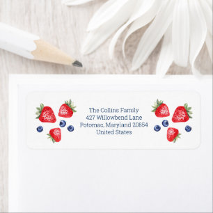 Watercolor Strawberry Blueberries Return Address