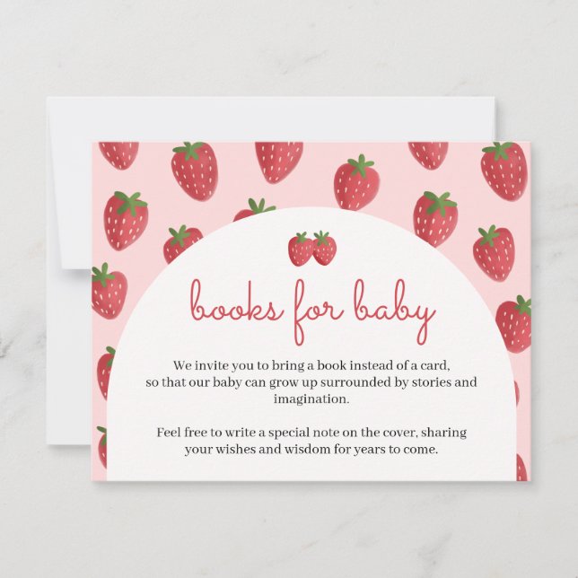 Watercolor Strawberry Books for Baby Card (Front)