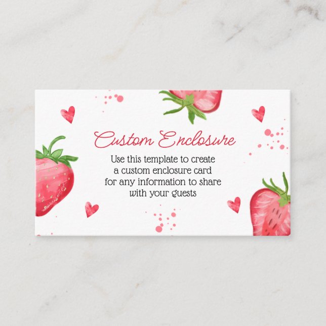 Watercolor Strawberry Customized Enclosure Card (Front)