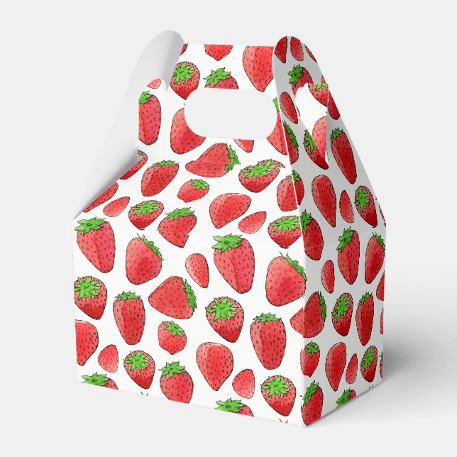 Watercolor Strawberry Favor Box (Back Side)