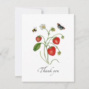 Watercolor Strawberry flat Thank You Card