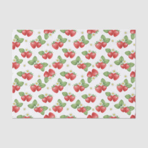 Watercolor Strawberry Fruit and Flowers  Tissue Paper