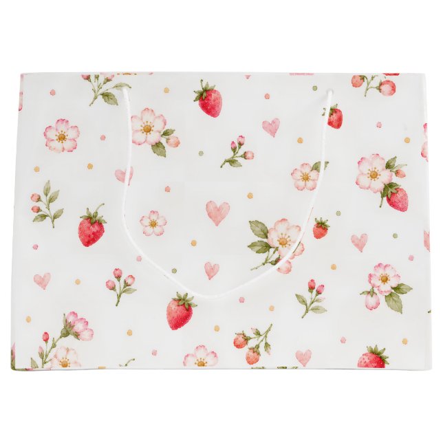 Watercolor Strawberry Gift Bag (Front)