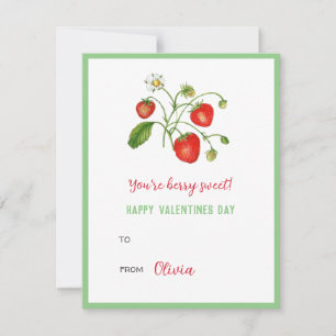 Watercolor strawberry Happy Valentines day Mini Card