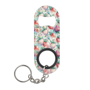 Watercolor Strawberry Keychain Bottle Opener