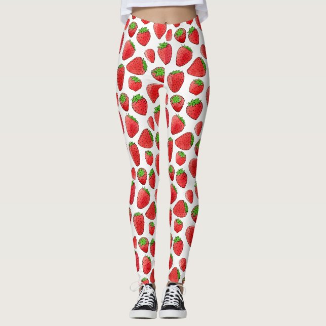 Watercolor Strawberry Leggings (Front)