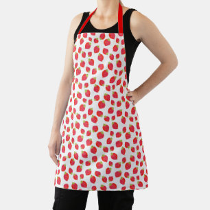 Watercolor Strawberry Pattern Apron