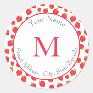 'Watercolor Strawberry Pattern' Labels