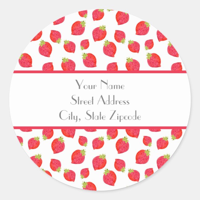 'Watercolor Strawberry Pattern'  Labels (Front)