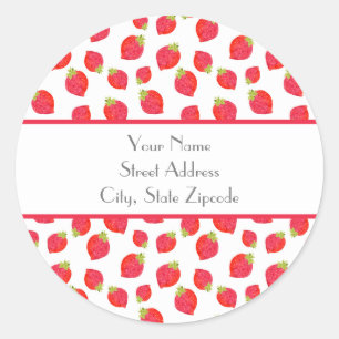 'Watercolor Strawberry Pattern' Labels