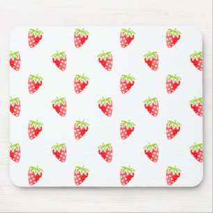 Watercolor Strawberry Pattern Mouse Pad