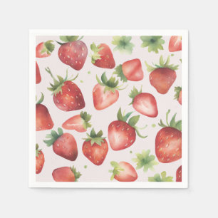 Watercolor Strawberry Pattern   Napkin