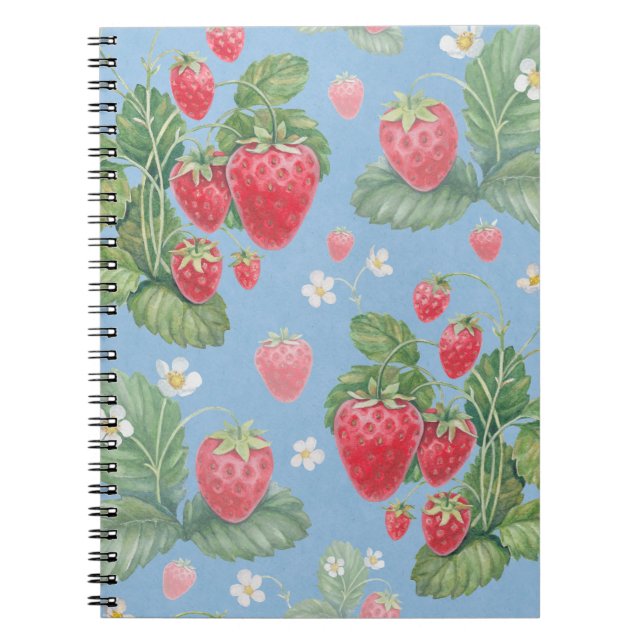 Watercolor strawberry pattern notebook (Front)