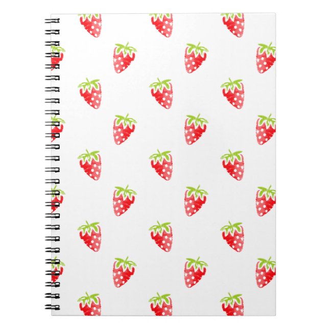 Watercolor Strawberry Pattern Notebook (Front)