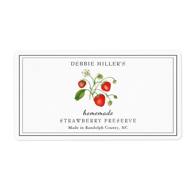 Watercolor Strawberry Preserve / Jam (Front)