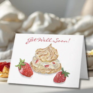 Watercolor Strawberry Puff Pastry Get Well Soon Card
