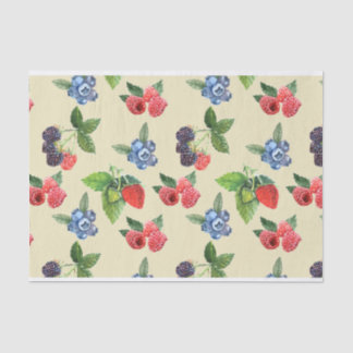 Watercolor Strawberry Raspberry Currant Pattern Tissue Paper