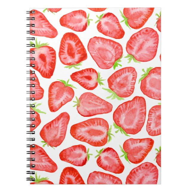 Watercolor strawberry slices pattern notebook (Front)