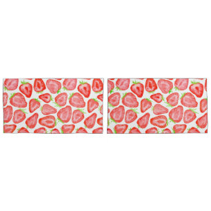 Watercolor strawberry slices pattern pillowcase