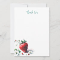 Watercolor Strawberry Thank You Note Cards