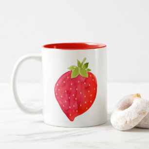 Watercolor Strawberry Two-Tone Coffee Mug