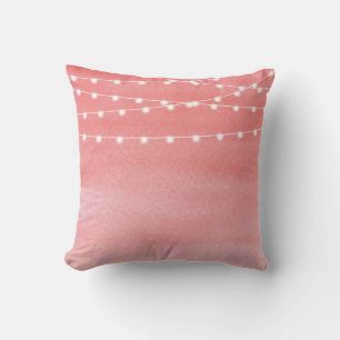 Watercolor String Lights Throw Pillow