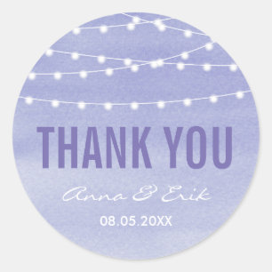 Watercolor String Lights Wedding Classic Round Sticker